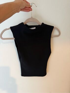 Zara Black Mock Neck Crop top